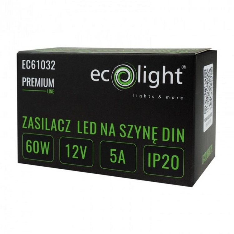 Zasilacz LED PREMIUM DIN 12V 60W IP20 opakowanie – ECOLIGHT
