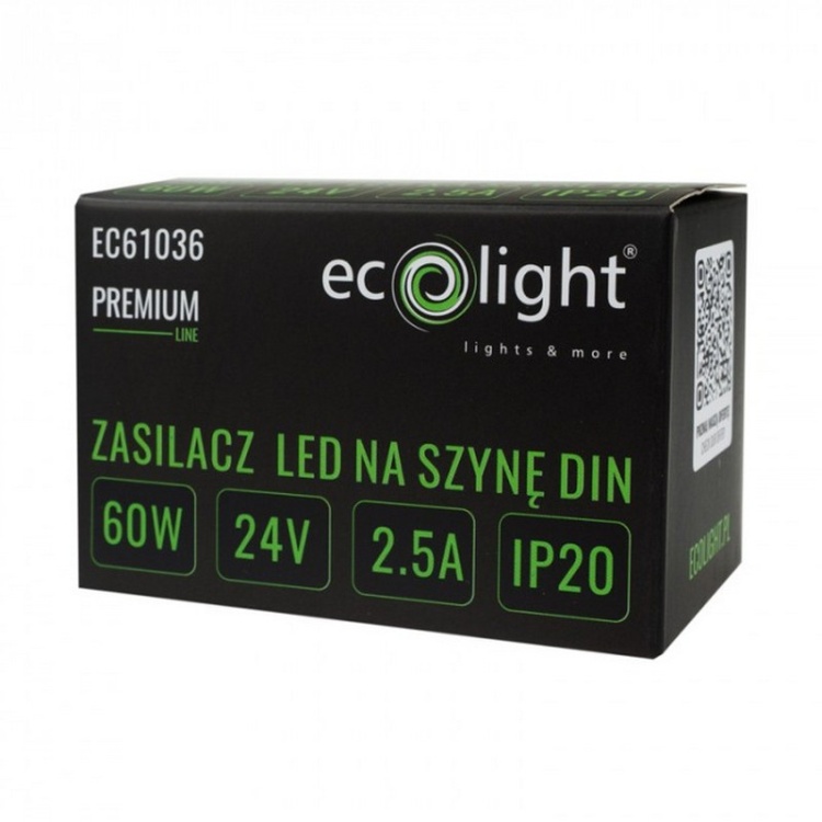 Zasilacz LED PREMIUM DIN 24V 60W IP20 opakowanie – ECOLIGHT