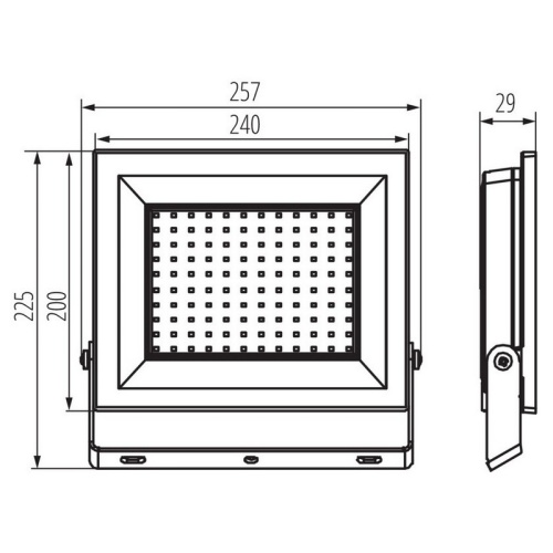 Naświetlacz LED GRUN NV LED-100-B 100W 4000K 9500 lm IP65 wymiary – MiLEDo