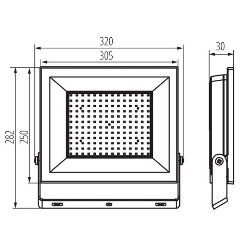 Naświetlacz LED GRUN NV LED-150W-B 150W 4000K 14250Im IP65 Miledo 31395 wymiary