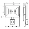 Naświetlacz LED GRUN NV LED-50-B-SE 50W 4000K 4500lm IP44 z czujnikiem ruchu wymiary – MiLEDo