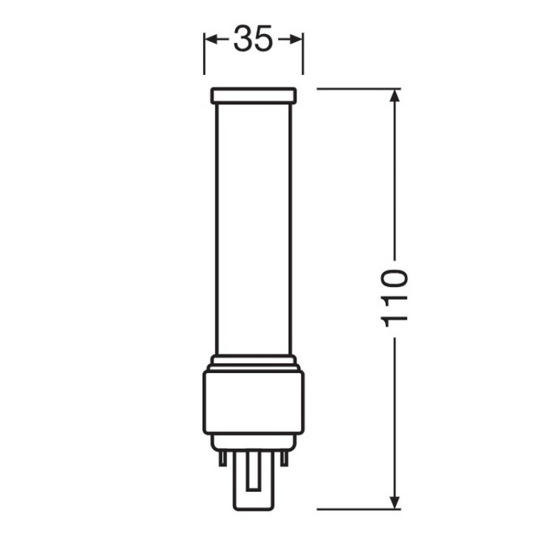 Świetlówka LED LEDVANCE DULUX D10 5W = 13W 2P G24d-1 3000K 540lm biała ciepła EM/230V wymiary
