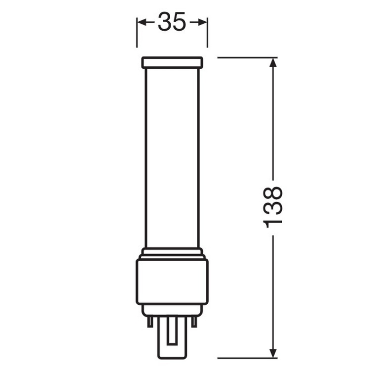Świetlówka LED DULUX D13 6W=13W 2P G24d-1 4000K 660lm biała neutralna EM/230V Ledvance wymiary