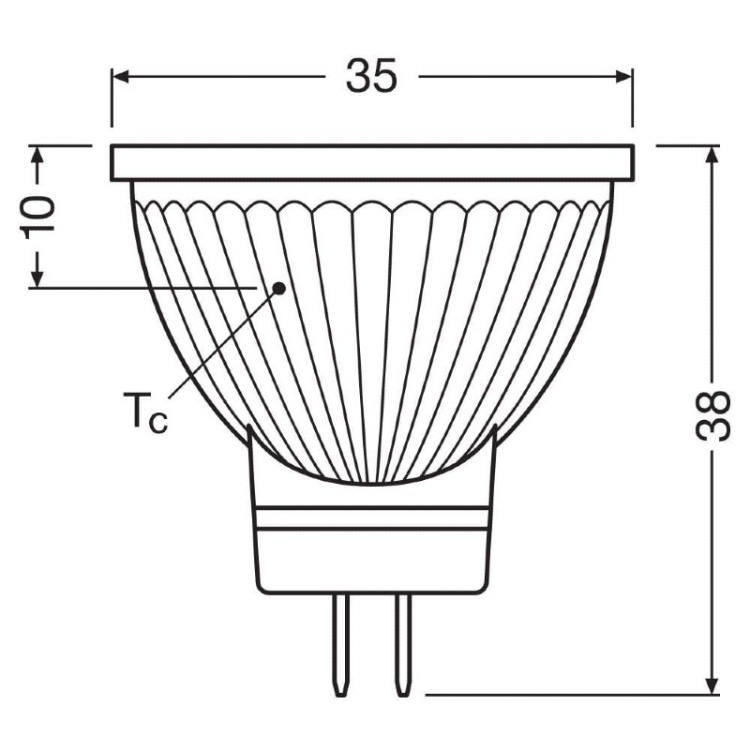 Żarówka LED LEDVANCE MR11 4.2W 4000K 345 lm GU4 12V 36° wymiary – zamiennik halogenu 35W