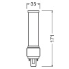 Świetlówka LED DULUX D26 9W=26W 2P G24d-3 3000K 990lm biała ciepła EM/230V Ledvance wymiary