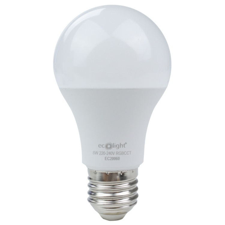 Żarówka LED na pilota CLASSIC E27 8W RGB CCT 800lm 220° Ecolight - sama żarówka