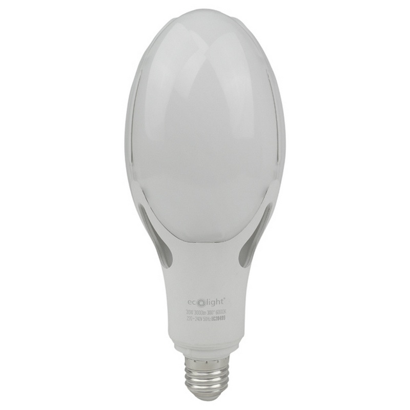 Żarówka LED przemysłowa Ecolight Rocket E27→E40 30W 6000K 3000lm 300° – chłodna barwa światła