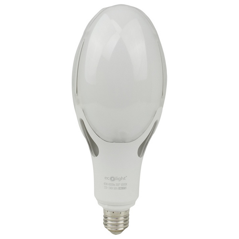 Żarówka LED przemysłowa Ecolight Rocket E27→E40 40W 6000K 4000lm 300° – chłodna barwa światła