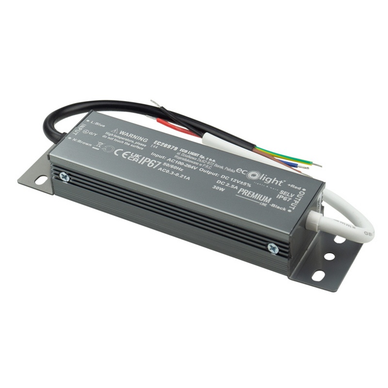 Zasilacz hermetyczny Ecolight PREMIUM 30W 12V 2.5A IP67 Ecolight