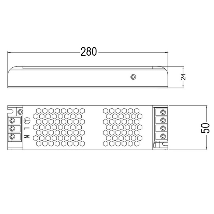 Zasilacz modułowy slim PREMIUM 150W 12V 12.5A IP20 Ecolight wymiary
