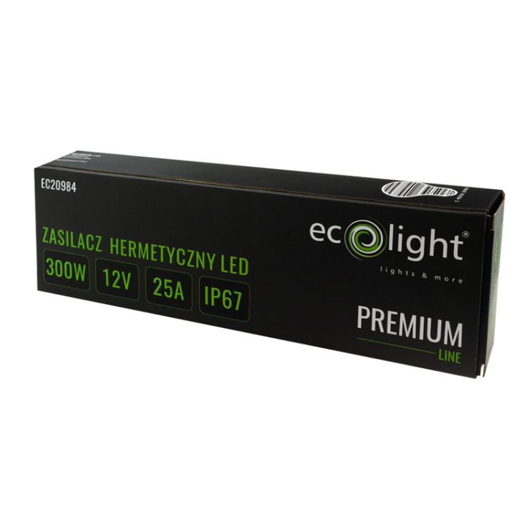 Zasilacz hermetyczny PREMIUM 300W 12V 25A IP67 Ecolight opawkowanie