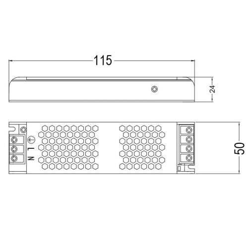Zasilacz modułowy slim PREMIUM 60W 24V 2.5A IP20 Ecolight wymiary