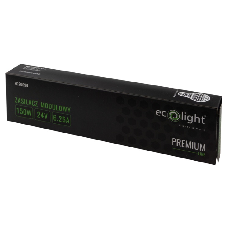 Zasilacz modułowy slim PREMIUM 150W 24V 6.25A IP20 Ecolight opakowanie