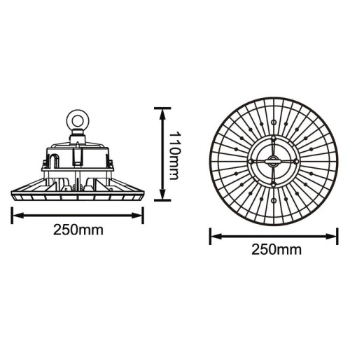 Lampa przemysłowa High Bay Premium HB-S16 100W 6500K 20000lm IP65 Ecolight wymiary