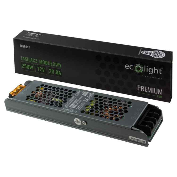 Zasilacz Modułowy Slim PREMIUM 250W 12V – Ecolight