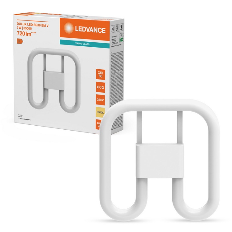 Świetlówka LED 7W 3500K 720lm LEDVANCE DULUX LED SQ16 EM & AC MAINS VALUE GR8 – zamiennik CFLni 2-pin