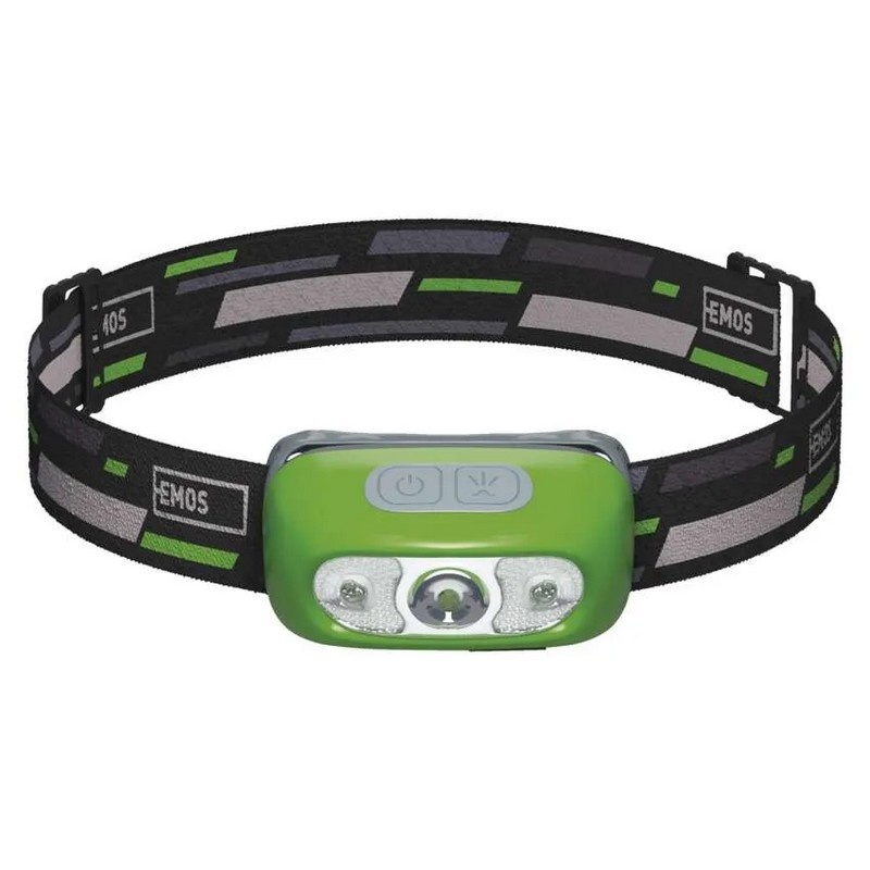 Latarka czołowa akumulatorowa EMOS P3534 5W CREE LED 230lm 80m front – zielona z czujnikiem ruchu