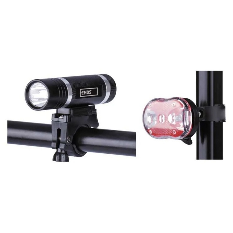 Zestaw lampek rowerowych LED EMOS P3920 150lm IP43 zastosowanie – przednia i tylna lampka z uchwytem