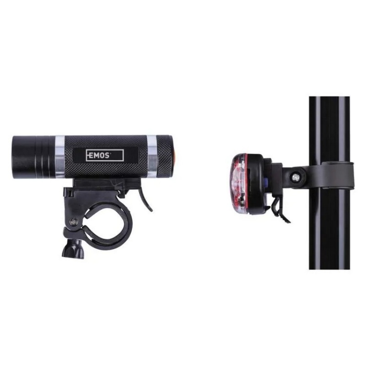 Zestaw lampek rowerowych LED EMOS P3920 150lm IP43 bok – przednia i tylna lampka z uchwytem