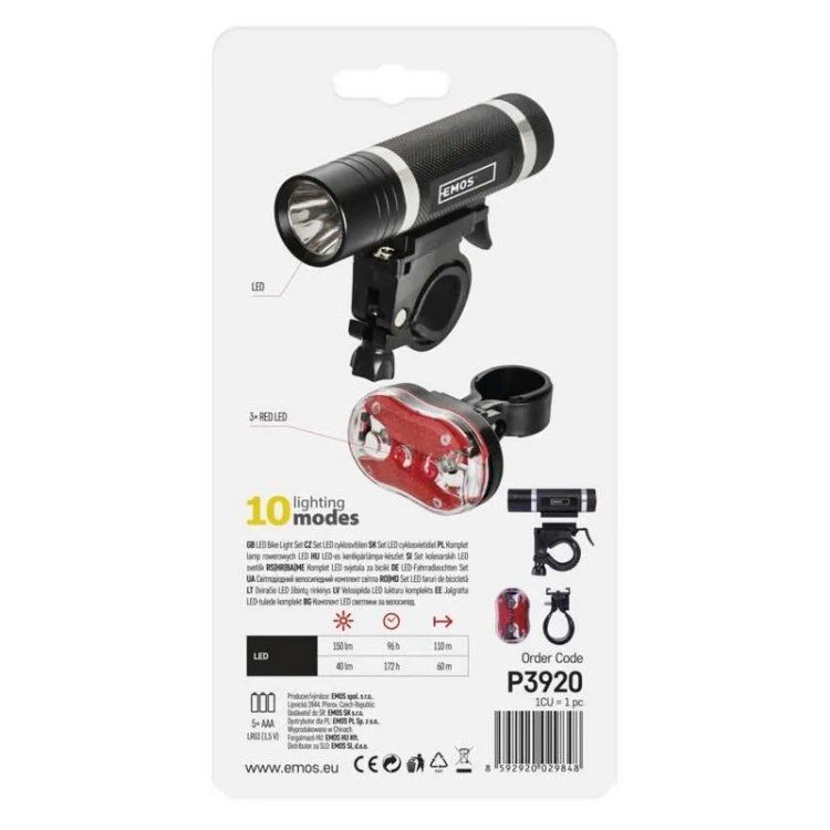 Zestaw lampek rowerowych LED EMOS P3920 150lm IP43 opakowanie