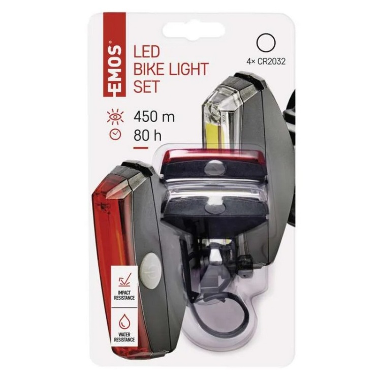 EMOS COB LED – lampki rowerowe 22lm z uchwytem silikonowym opakowanie