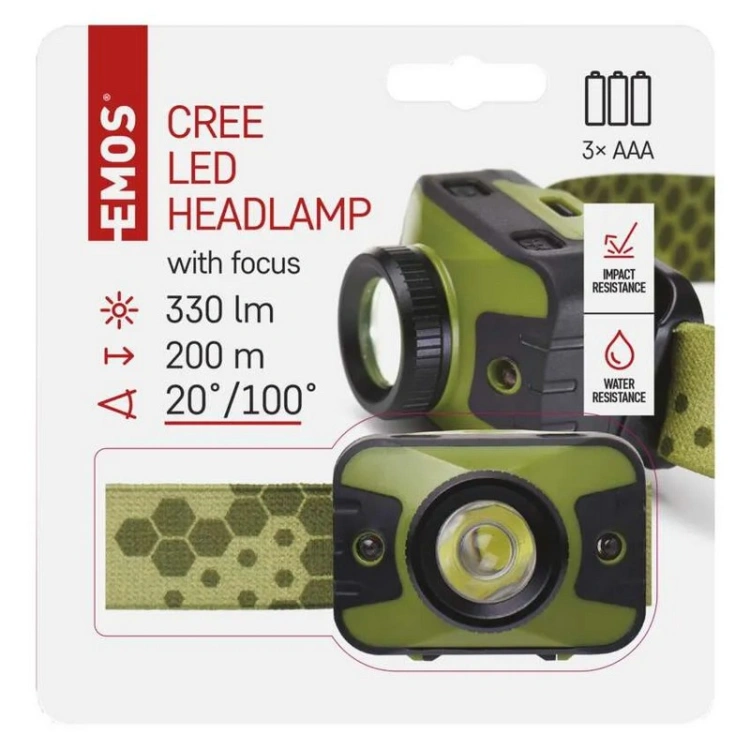 Latarka czołowa EMOS P3539 CREE LED 330lm IP43 opakowanie