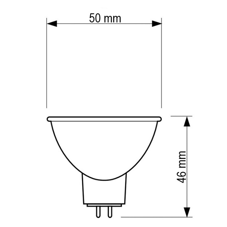 Wymiary reflektora halogenowego PHILIPS 13289 R50 – 50x46 mm