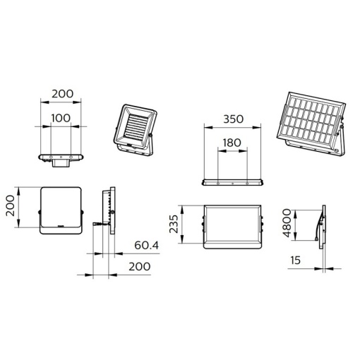 Naświetlacz solarny LED PHILIPS 6,5W 910lm 4000K z pilotem wymiary