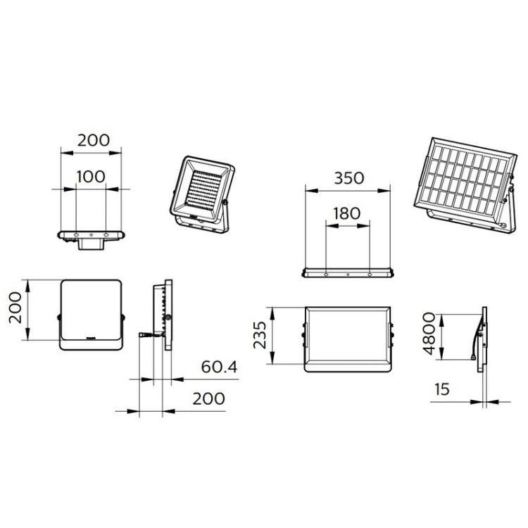 Naświetlacz solarny LED PHILIPS 6,5W 910lm 4000K z pilotem wymiary