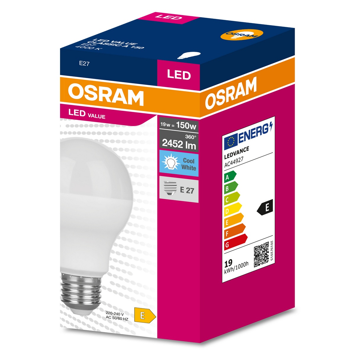 Żarówka LED LEDVANCE LED VALUE CLASSIC A 150 19W 4000K 2452lm E27 – biała neutralna