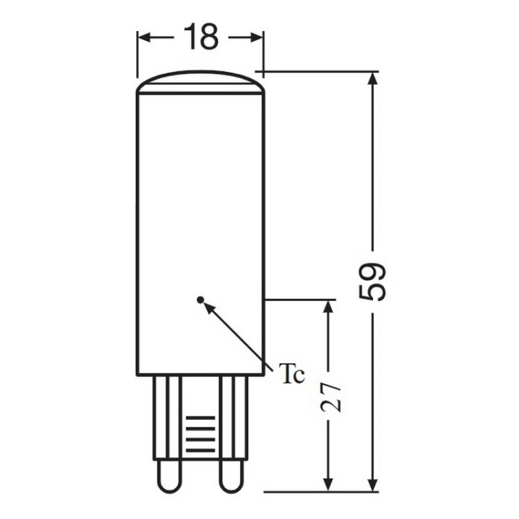 Wymiary żarówki LEDVANCE LED PIN 60