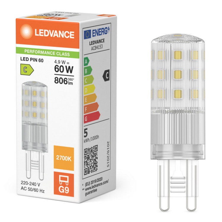 Konstrukcja żarówki LEDVANCE G9 4.9W 2700K