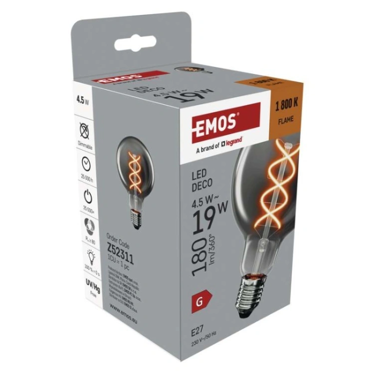 Żarówka EMOS DECO G95 smoked flame
