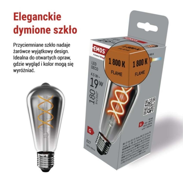 Żarówka LED E27 4,5W flame ST64