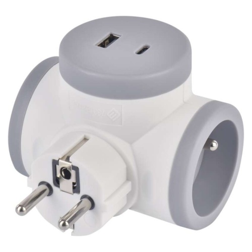Rozgałęźnik EMOS P0076PD z 2 gniazdami i USB