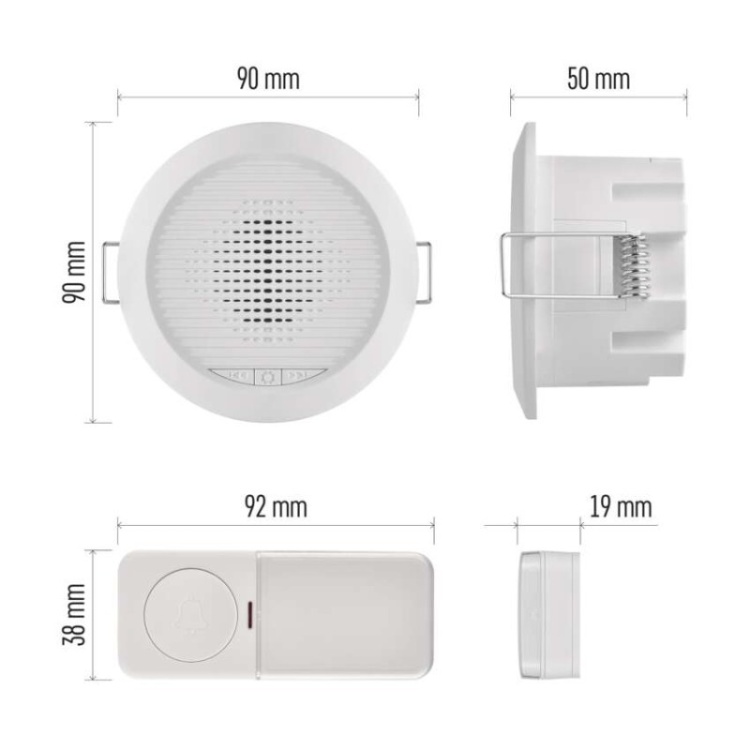 Dzwonek wbudowany 230V z przyciskiem bezprzewodowym