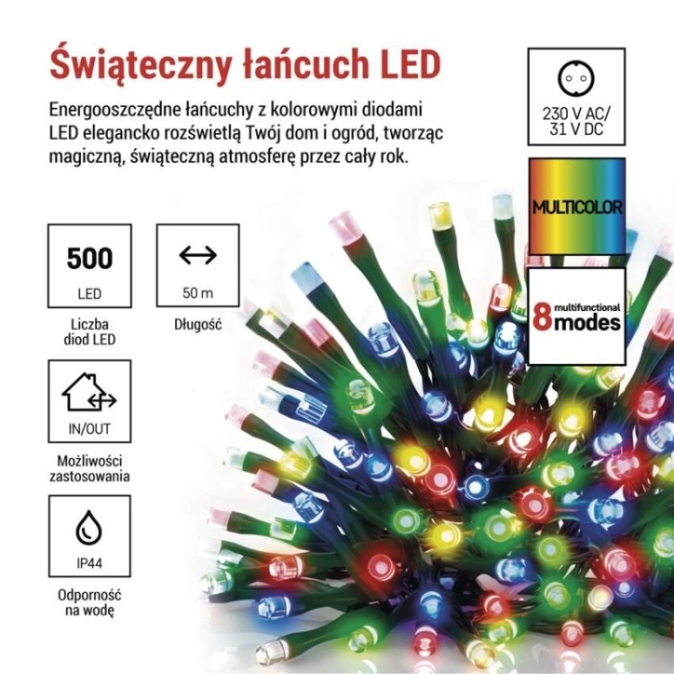 Zielony przewód lampki 500 LED