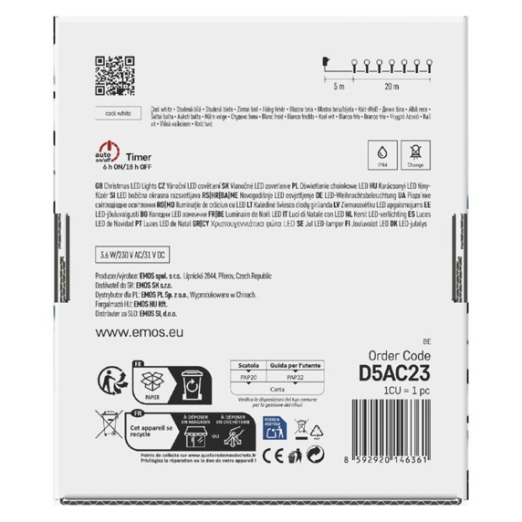 Sterownik 8 trybów i timer w łańcuchu LED EMOS D5AC23