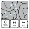 Lampki choinkowe Classic 80 LED 8m zimna biel, zielony przewód, IP44, 8 programów, timer
