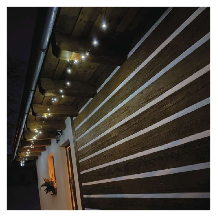 Lampki choinkowe Classic 80 LED 8m zimna biel, zielony przewód, IP44, 8 programów, timer