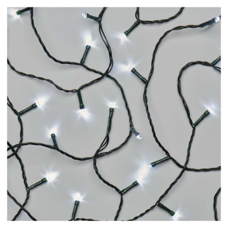 Lampki choinkowe Classic 80 LED 8m zimna biel, zielony przewód, IP44, 8 programów, timer