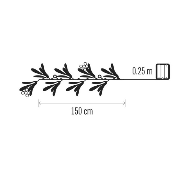 Wymiary girlanda świąteczna LED jemioła 25LED ciepła biel
