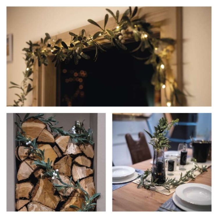 Naturalna imitacja jemioły z oświetleniem LED