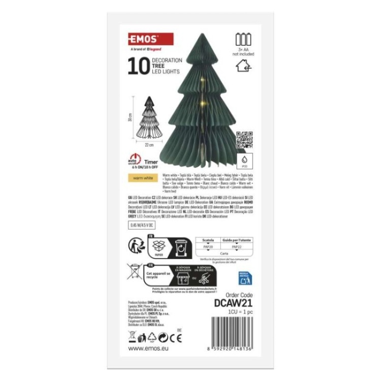 Minimalistyczna papierowa choinka LED EMOS