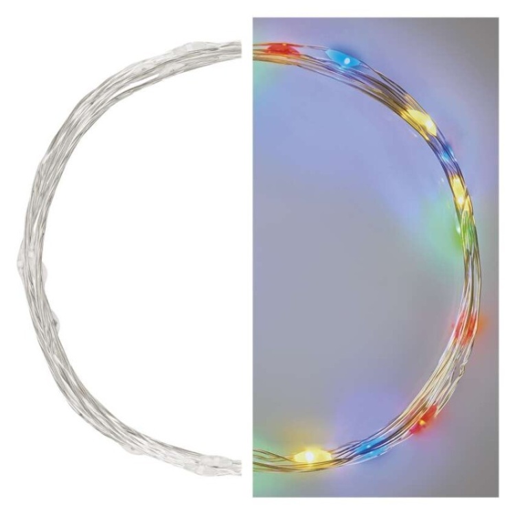 Lampki NANO EMOS 20LED multicolor z timerem – zasilanie bateryjne