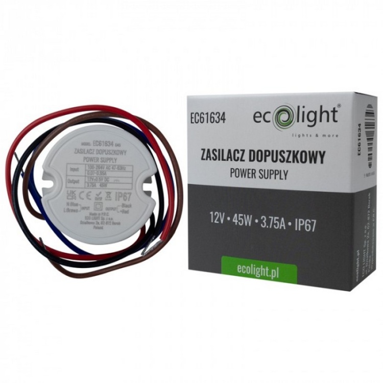 Zasilacz LED 12V 3,75A IP67