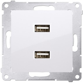 Podwójna ładowarka USB A+A – Simon 54 biały