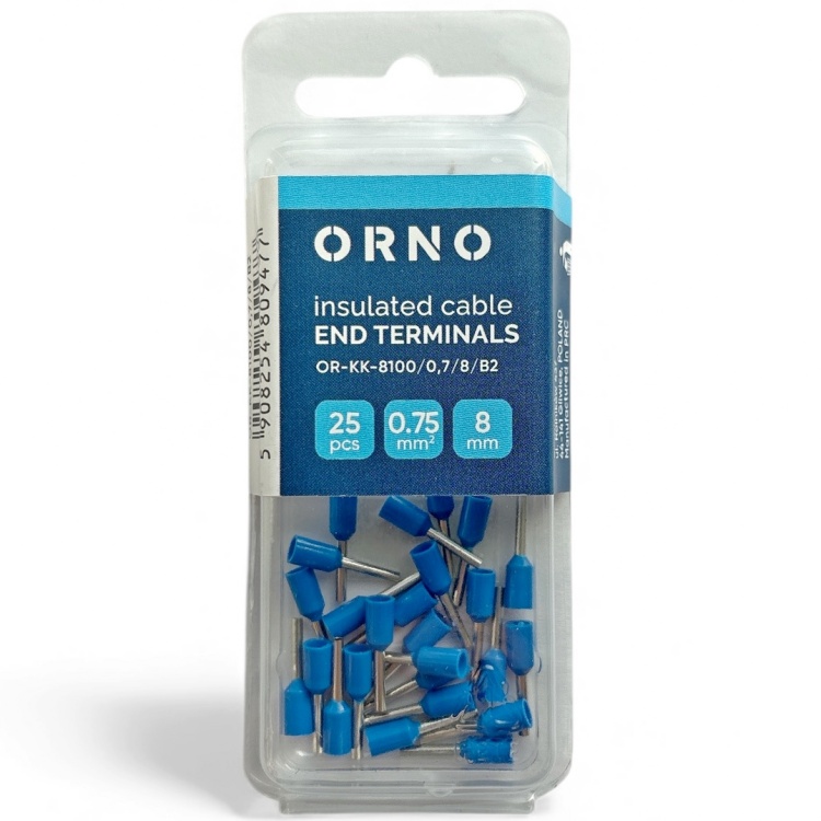 Tulejka izolowana, przekrój maksymalny 0,75mm², długość  miedzianej tulejki 8mm, Blister 25 szt.