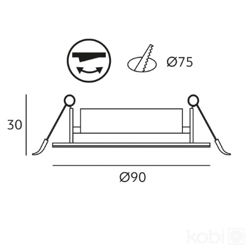 Wymiary downlight LED BRINO 3/5/7W 3CCT biały Kobi