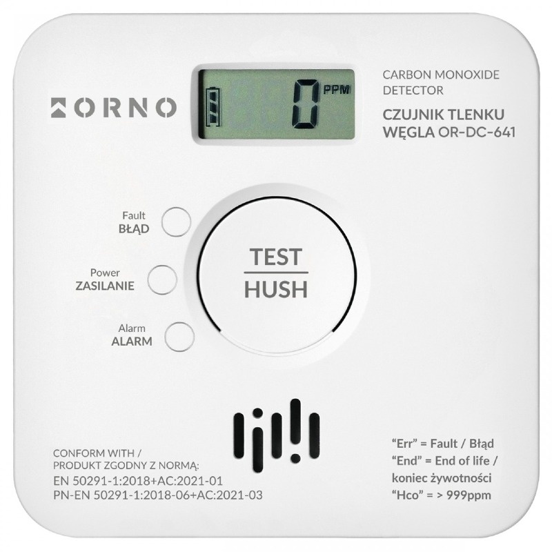 Czujnik czadu Tuya Smart Wi-Fi ORNO OR-DC-641 – widok z przodu